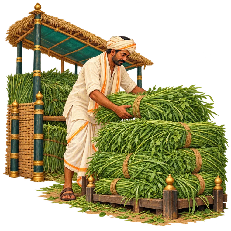 Fresh fodder arranged by a local supplier